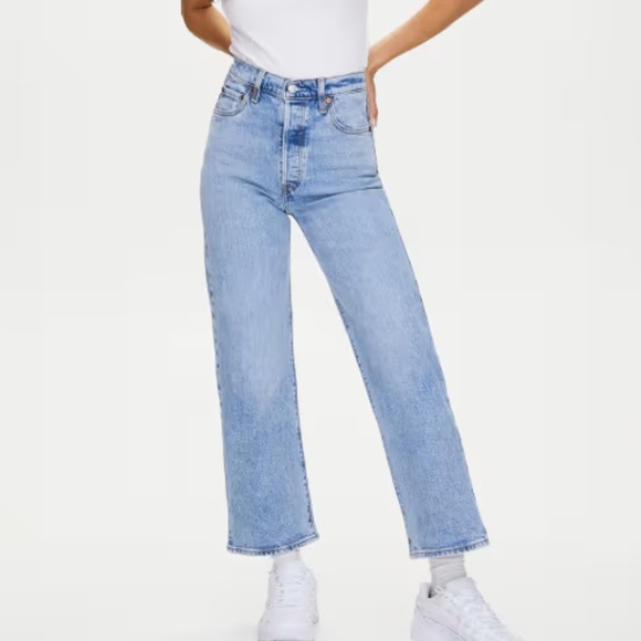 Levi's Light Blue Rib Cage Straight Leg Jeans - Picture 1 of 16